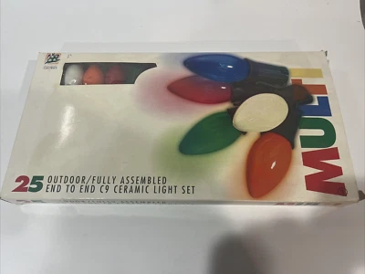 C9 Multi-Color Ceramic Christmas Light Set 25 ft Long Vintage Holiday - Image 1 of 4