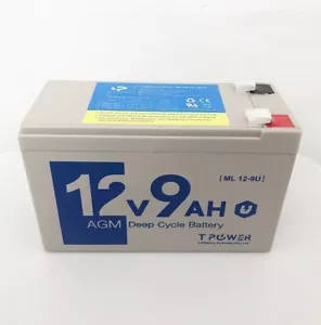 Tpower 12V 9Ah SLA AGM Battery for UPS Home Alarm Toy Car NBN Auto Gate - Picture 1 of 3