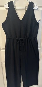 Women’s OLD NAVY Sleeveless Black Jumpsuit-V Neck-Drawstring Waist-Sz 1X-NWT - Picture 1 of 6