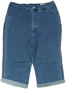 Pantalones Cortos Turn Up Talla 12 14 Damas Marca Cristal Embellecido Detalle Bordado - Imagen 1 de 5