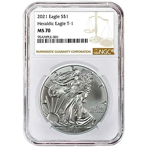 2021 American Eagle (Type I Reverse) One Ounce Silver Bullion Dollar MS70 NGC - Image 1 of 1