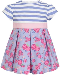 The Little Dress Company Girls Party Dress for Birthday Stripes Blue Pink Floral - Picture 1 of 9