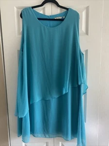Weiche Umrandung Damen Plus 2x Blau Lagenlook Chiffon Hochzeitsgast Stufen - Bild 1 von 8