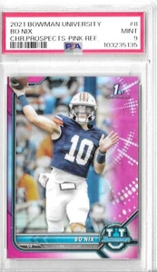 Bo Nix 2021 Bowman University Pink 1st Bowman Chrome Denver Broncos PSA 9 NFL!! - Picture 1 of 1
