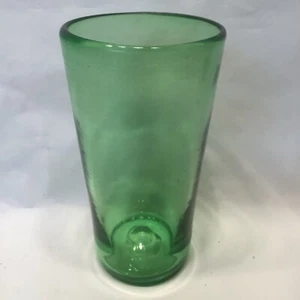 Hand Blown Tumbler 6 1/2” Green Seeded Glass Artisan One Of A Kind Unique - Picture 1 of 6