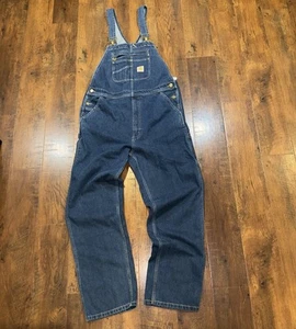 Carhartt Dungarees Adult 36x34 Blue Overalls Bib Carpenter Denim Work Wear Mens - Bild 1 von 5