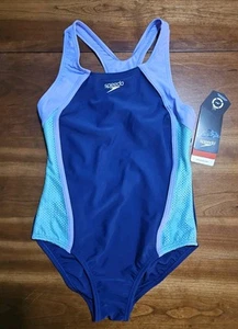 Speedo Multicolor Mesh Thick Strap One Piece Swimsuit Girls Size 12 NWT - Picture 1 of 6