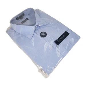 Camisa de vestir para hombre Milani L/S mezcla de algodón suave negocios azul Pacífico 36-37/17 NUEVA - Imagen 1 de 3