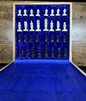 Old Hand Crafted Chess Set Marble Marble Chess Set - Image 1 of 4