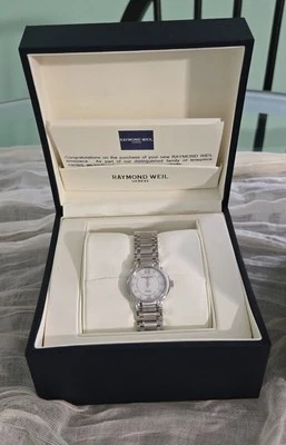 Ladies Raymond Weil Geneve Othello 2321 MOP Watch Stainless Steel Diamonds Box - Image 1 of 4