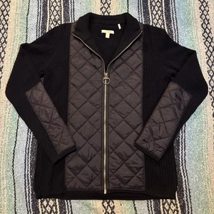 Barbour Giacca Donna Sportiva Zip Maglia Blu Navy 100% Lana Taglia 10 Trapuntata - Foto 1 di 9