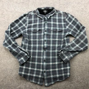 O'Neill Shirt Mens Medium Blue Gray Plaid Button Up Flannel Waffle Casual - Picture 1 of 9