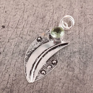 Ciondolo tondo vero ametista verde argento sterling 925 madre delicato delicato - Foto 1 di 8