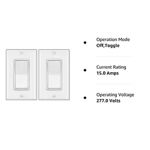 2er-Pack 4-Wege Dekorator Wandlichtschalter mit Wandplatte 15A 120/277V Ein/Aus weiß - Bild 1 von 12
