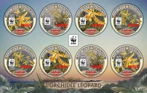 WWF LEOPARDO ORQUÍDEA FLORES LÁMINA ROJA SOBREIMPRESIÓN MNH 8v-Sello Hoja #11 (Togo 2020) - Imagen 1 de 1
