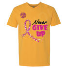  Never Give Up T-shirt homme unisexe sensibilisation au cancer du sein ruban rose octobre