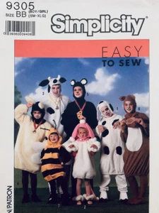 Simplicity Sewing Pattern 9305 | Boys & Girls Animal Costumes Sizes 3 - 14 UNCUT - Picture 1 of 2