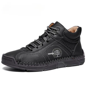 Men's Handmade Casual Shoes Snow Boots Waterproof Ankle Boots Soft Flat Sneakers - Picture 1 of 22