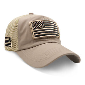 Baseball Cap USA Flag American Mens Hat Detachable Patch Mesh Tactical Army Caps