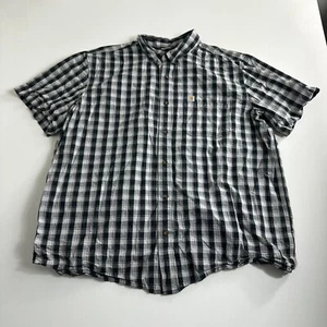 Carhartt Button Down Shirt Mens Size 2XL Plaid Short Sleeve Relaxed Fit - Picture 1 of 9