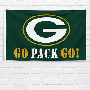 For Green Bay Football "GO PACK GO" 3x5 ft Rodgers Banner - Picture 1 of 12