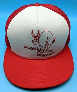 JACKASS MEADOWS vintage red / white adjustable snapback cap / hat - Picture 1 of 7