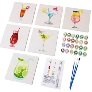 6pcs Easy Cocktail Paint by Numbers Kit Hand-Painted Oil Painting for Wall Decor - Picture 1 of 12