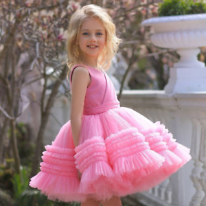 Vintage Elegant Tulle Evening Dress Prom Luxury Kid Girl Cute Fluffy Party Dress