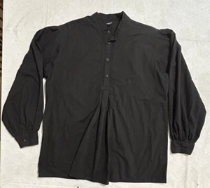 Vintage J Peterman Poet Shirt Men’s M Black Popover Puffy Sleeve Ruffle - Picture 1 of 6