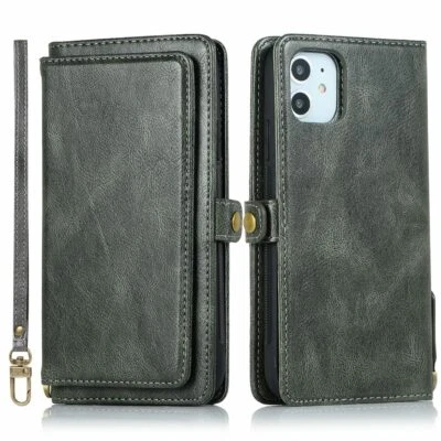 Removable Wallet Case Leather Magnetic Flip Cover For iPhone 12 13 14 15 16 17 - Image 1 of 4