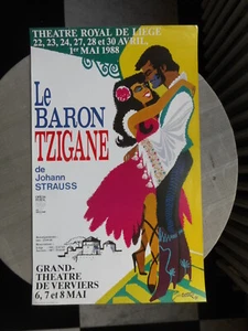 Mittéï Plakat Le Baron Tzigane Theater Kork 1988 Umschlag 48x30cm Be / Tbe - Imagen 1 de 2