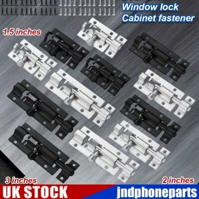 2PCS Bathroom Sliding Bolts Toilet Shed Door Lock Catch Latch 1.5/2/3" - Image 1 of 4