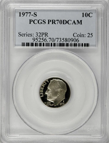 1977-S ROOSEVELT DIME 10C, PCGS PR70DC BLACK FIELDS Cover