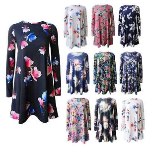 Neu Damen Bedrucktes Swing Kleid Ausgestellt Swing Skaterkleid - Bild 1 von 9