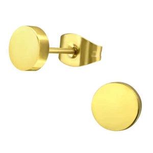 Clous d'oreille acier Gold motif rond 6mm - Foto 1 di 1