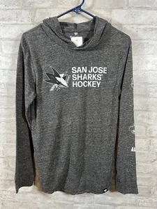 NWT Fanatics Branded Charcoal Gray San Jose Sharks Hooded LS T-shirt Size Small - Picture 1 of 9