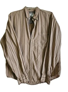 Horny Toad Button Up Snap Shirt Men’s Medium Brown Stripe Casual Western - Picture 1 of 7