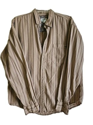 Horny Toad Button Up Snap Shirt Men’s Medium Brown Stripe Casual Western  - Image 1 of 4