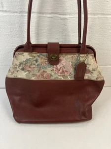 Down Home Leder große Handtasche burgunder Gobelin Teppichtasche Reisetasche Beuteltasche - Bild 1 von 13