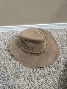 Bullhide Tan Leather Adjustable Rim Studded Cowgirl Hat Country Boho Rustic - Picture 1 of 12