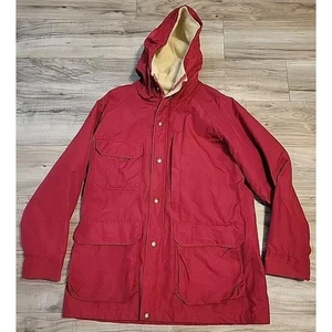 VTG Woolrich Coat Womens Medium Wool Blend Lined Hood Barn Chore Pocket Jacket - Picture 1 of 9