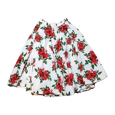 Falda Hell Bunny Vixen Floral Columpio Talla S Círculo Rosas Rojas Retro Pinup Rockabilly Foto 1 de 4