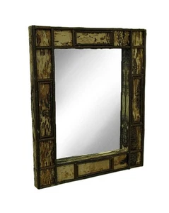 Zeckos Rustic Birch Bark Framed Wooden Wall Mirror - Picture 1 of 2