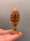 VTG Russian Wood Thimble Egg  Hand Carved  UNIQUE Folk Art