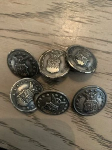 6 Vintage 1940s USAF Military Buttons 1 1/8” Air Force Uniform Buttons - Picture 1 of 6