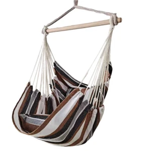 Garden Hammock Chair Hanging Swing Seat w/ 2 Cushions Outdoor Camping Khaki - Picture 1 of 1