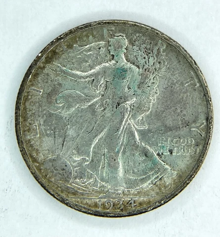 1934 S Walking Liberty Half Dollar AU Toned Cover