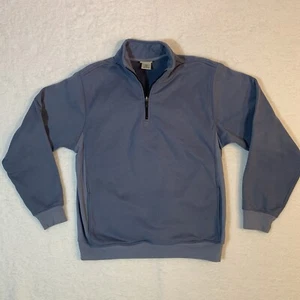 LL Bean Mens Medium Blue 1/4 Zip Fleece Jacket Pockets Outdoor Preppy 90s Y2K - Picture 1 of 19