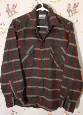 ⛺ Camisa de franela a cuadros mezcla de lana Sears Fieldmaster de colección para hombre talla mediana roja gris Foto 1 de 4