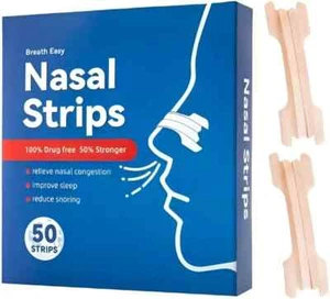 Nose Strips for Better Sleep - Pack of 50 Nasal Strips for Snoring Relief & Easy - Picture 1 of 28